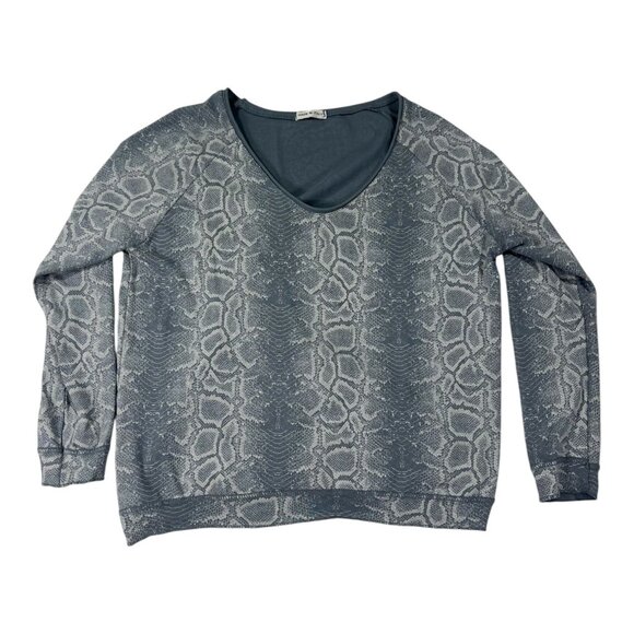 Made In Italy Size  M Woman Snakeskin Print V-Neck Long Sleeve Sweater - Picture 1 of 7